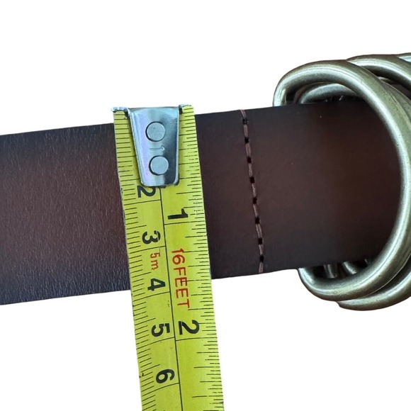 Anthropologie Brown Leather Multi Ring Keeper Belt Brass Buckle Size S EUC - Picture 5 of 10